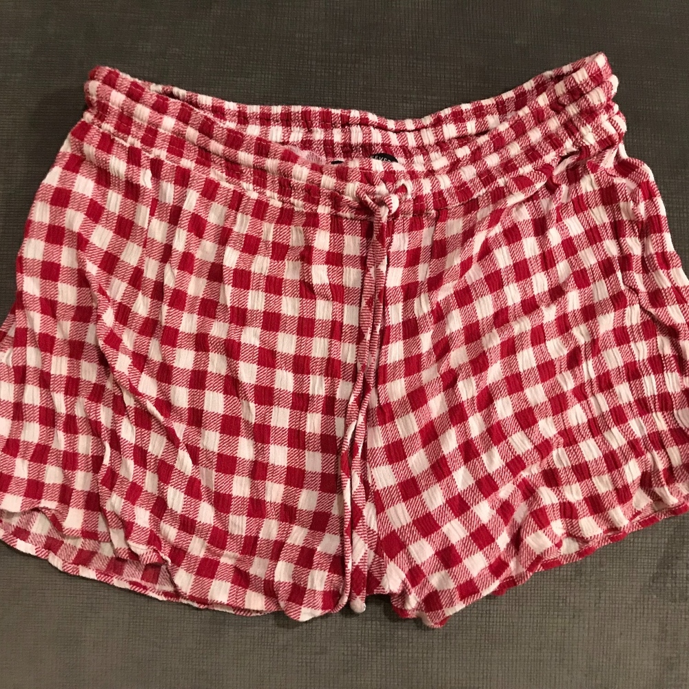 Checkered White and Red Shorts